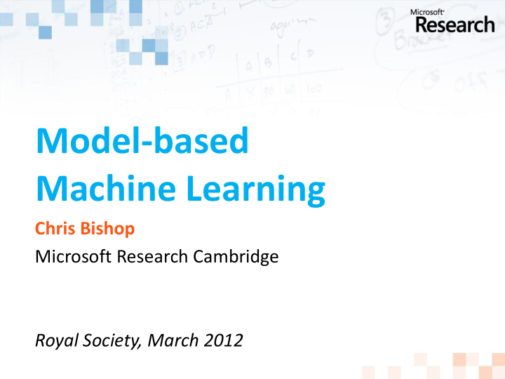 model based machine learning