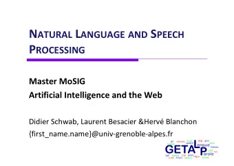 Program of the module  Week  Speaker  Content  10/02-  Herv Blanchon  Team, Outline, Introduction