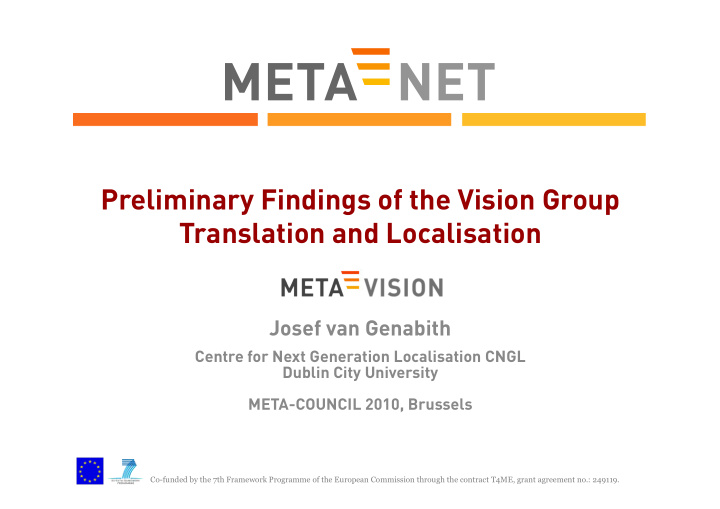 preliminary findings of the vision group translation and