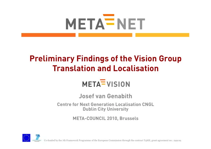 preliminary findings of the vision group translation and