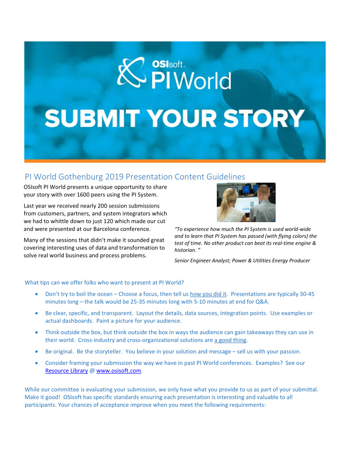 pi world gothenburg 2019 presentation content guidelines
