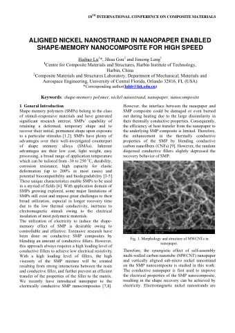 ALIGNED NICKEL NANOSTRAND IN NANOPAPER ENABLED  SHAPE-MEMORY NANOCOMPOSITE FOR HIGH SPEED Haibao Lu