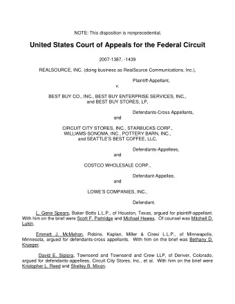 United States Court of Appeals for the Federal Circuit  2007-1387, -1439  REALSOURCE, INC. (doing