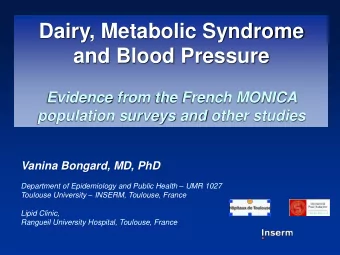 and Blood Pressure  Evidence from the French MONICA  population surveys and other studies  Vanina