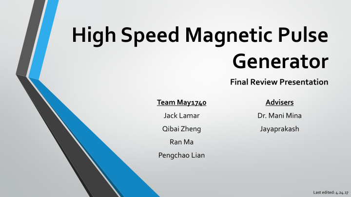 high speed magnetic pulse generator