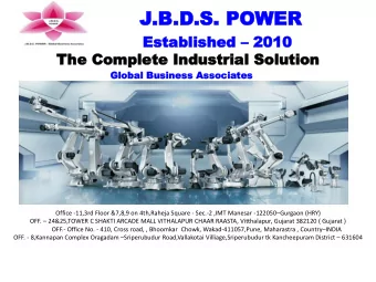 J.B  .B.D  .D.S. PO  .S. POWER  WER  Est  Establishe  blished d  2010  2010  The  he Comp
