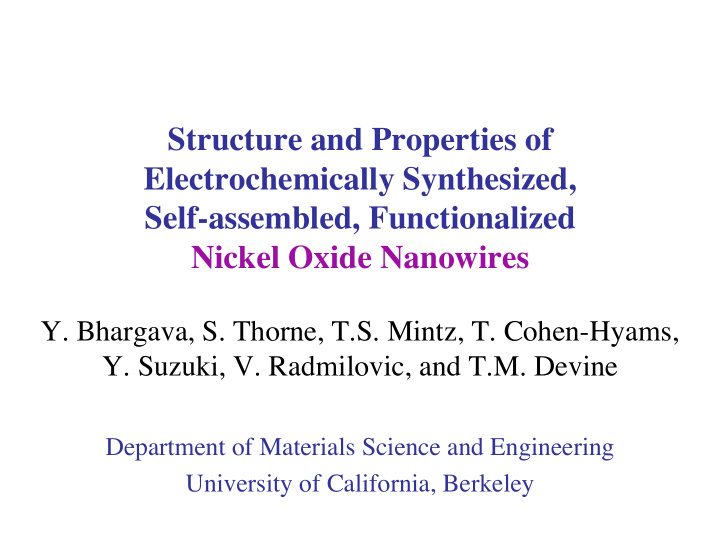 structure and properties of electrochemically synthesized