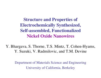 Structure and Properties of  Electrochemically Synthesized,  Self-assembled, Functionalized  Nickel