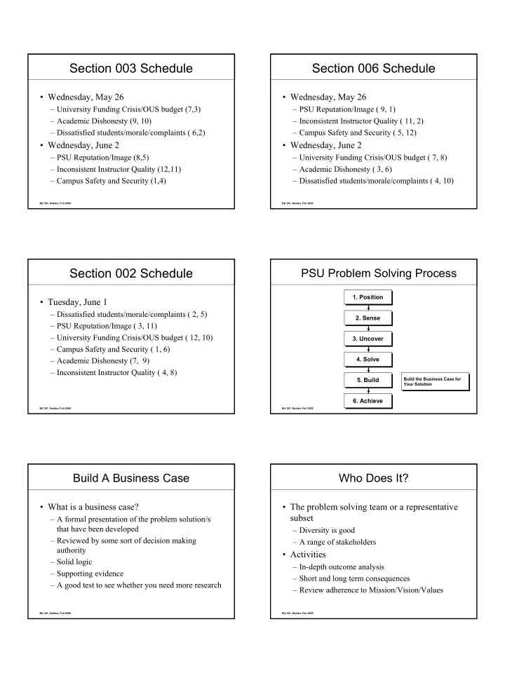 section 003 schedule section 006 schedule