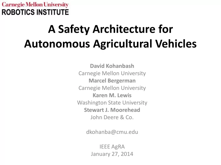 a safety architecture for