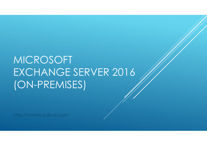 microsoft exchange server 2016 on premises