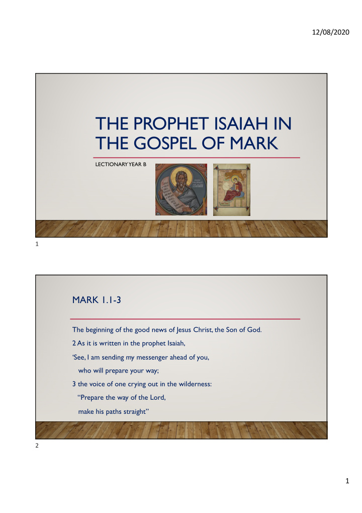the prophet isaiah in the gospel of mark