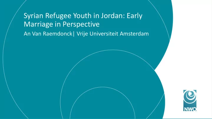 syrian refugee youth in jordan early marriage in