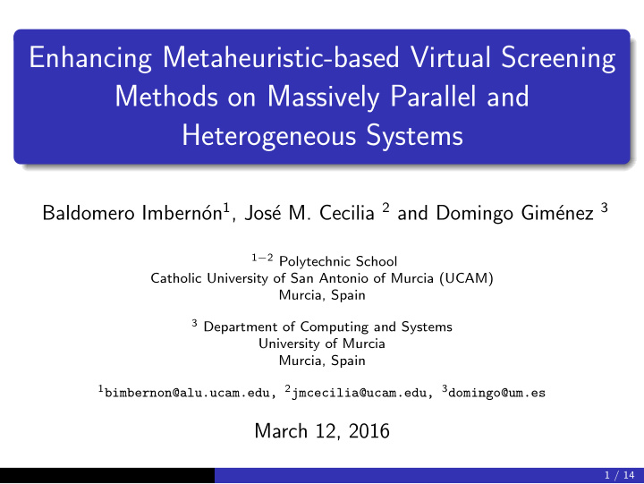enhancing metaheuristic based virtual screening methods