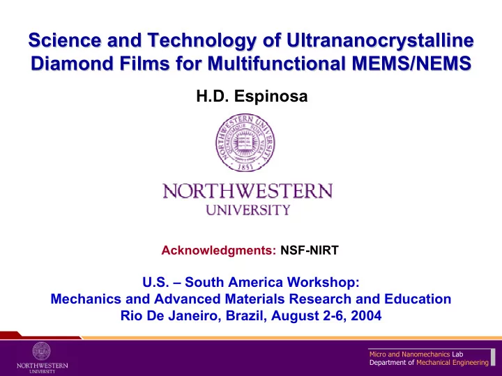 science and technology of ultrananocrystalline