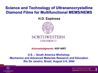 Science and Technology of Ultrananocrystalline  Ultrananocrystalline  Science and Technology of
