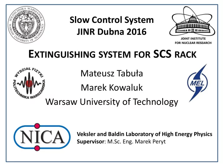e xtinguishing system for scs rack