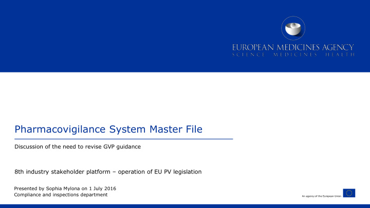 pharmacovigilance system master file