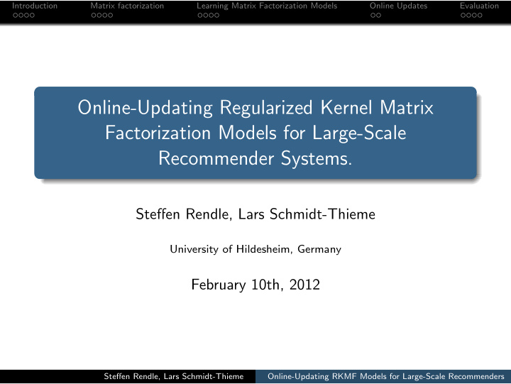 online updating regularized kernel matrix factorization