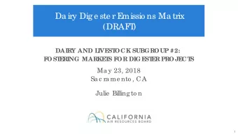 Da iry Dig e ste r E  missio ns Ma trix  (DRAF  T  )  DAIRY AND L  IVE  ST  OCK SUBGROUP #2:  F