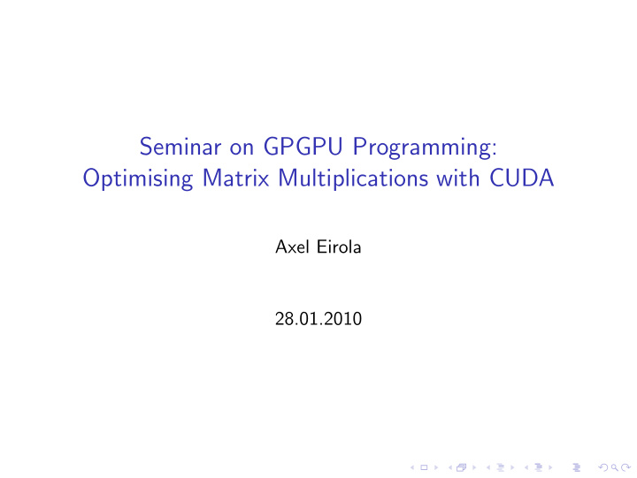 seminar on gpgpu programming optimising matrix