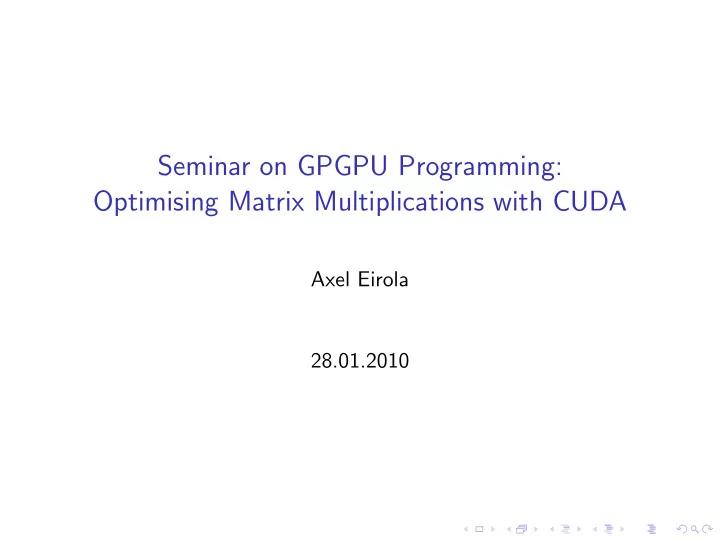 seminar on gpgpu programming optimising matrix