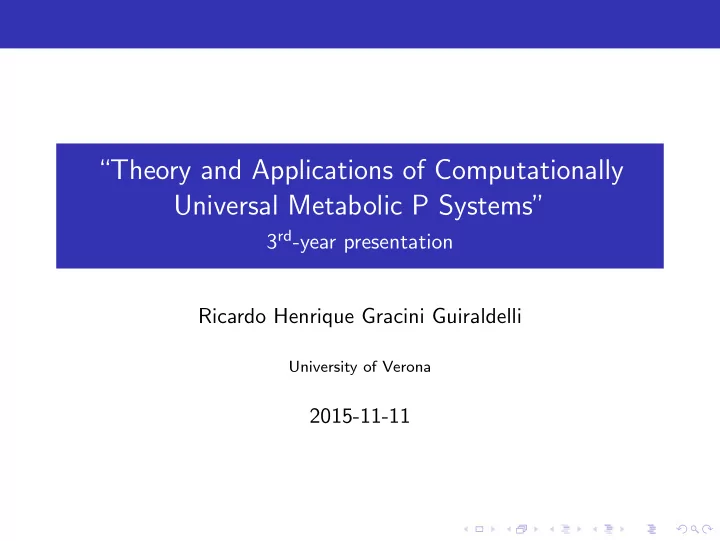 theory and applications of computationally universal