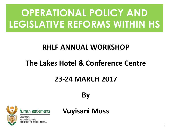operational policy and legislative reforms within hs