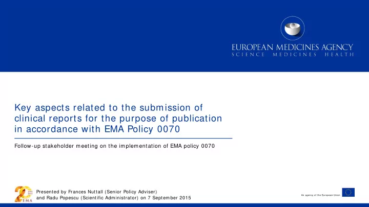 key aspects related to the submission of clinical reports