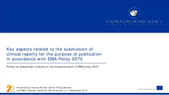 Key aspects related to the submission of  clinical reports for the purpose of publication  in