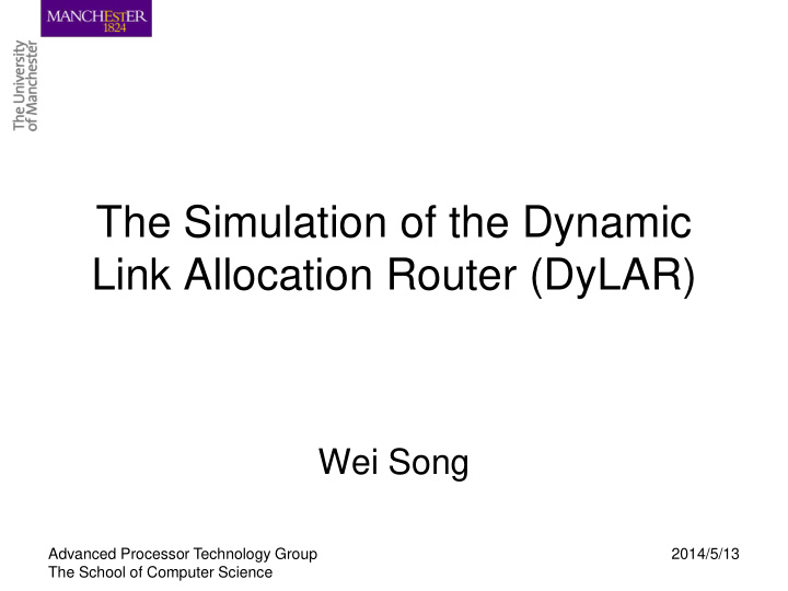 the simulation of the dynamic link allocation router dylar