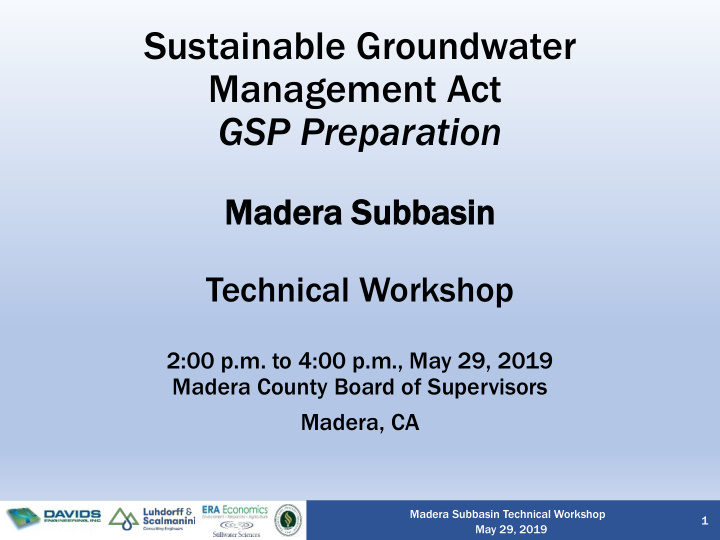 sustainable groundwater management act gsp preparation