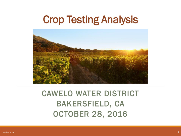 crop testing analysis