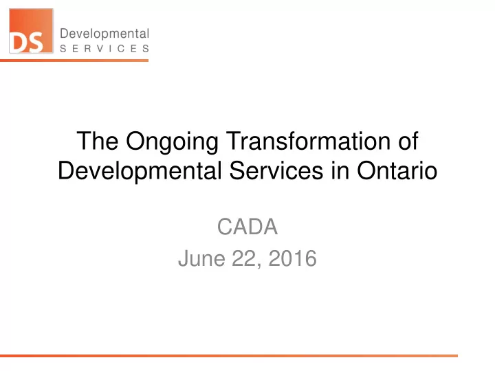 developmental services in ontario