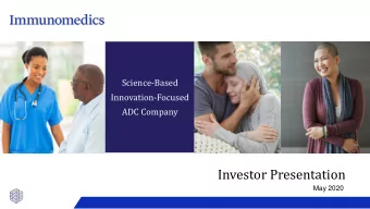 Investor Presentation  May 2020  Forward-Looking Statements  This presentation, in addition to