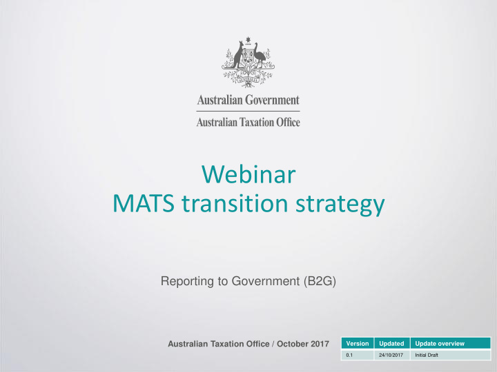 webinar mats transition strategy