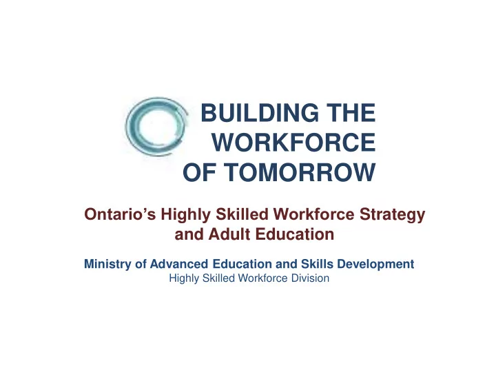 building the workforce of tomorrow