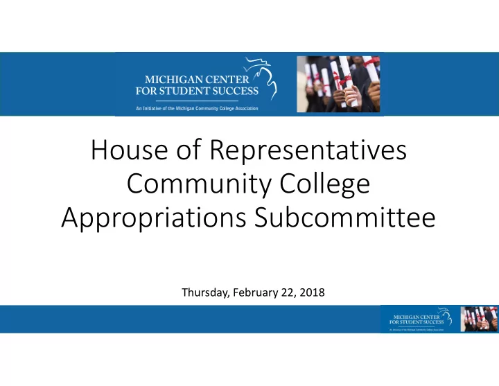 house of representatives community college appropriations