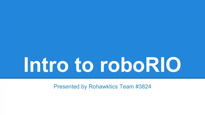 intro to roborio