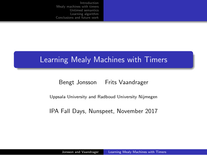 learning mealy machines with timers