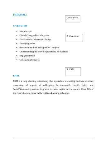PREAMBLE  CoverSlide    OVERVIEW  Introduction