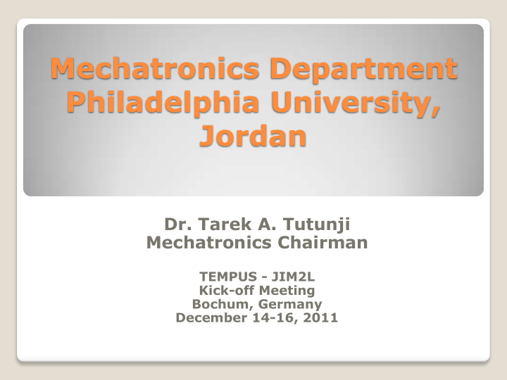 mechatronics department