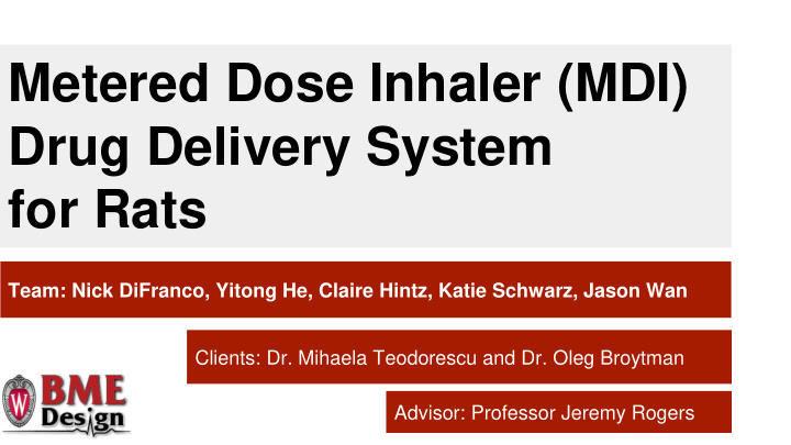 metered dose inhaler mdi drug delivery system