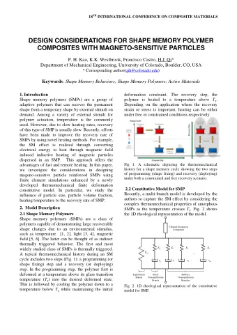 DESIGN CONSIDERATIONS FOR SHAPE MEMORY POLYMER  COMPOSITES WITH MAGNETO-SENSITIVE PARTICLES  P. H.