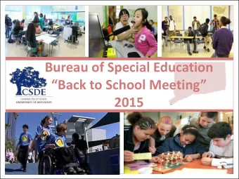 Bureau of Special Education  Back to School Meeting  2015  Agenda  SRBI Survey Updates