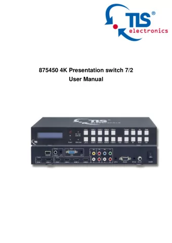 875450 4K Presentation switch 7/2  User Manual 875450 4K Presentation switch 7/2 User Manual  Thank