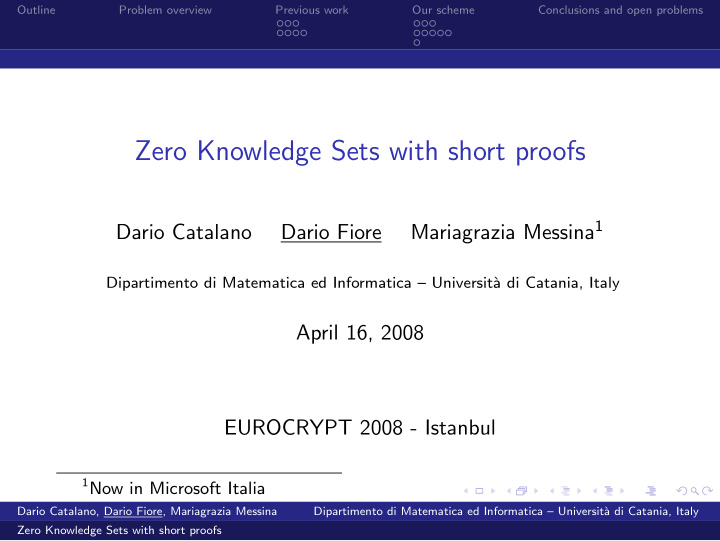 zero knowledge sets with short proofs