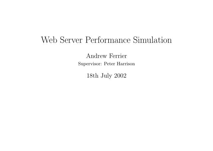 web server performance simulation