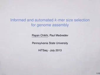 Informed and automated k -mer size selection  for genome assembly  Rayan Chikhi, Paul Medvedev