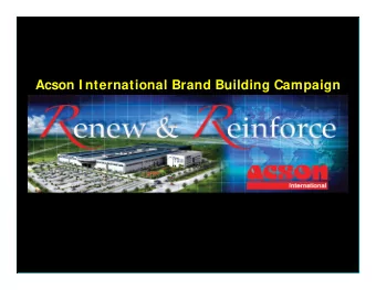 th Global Distributors Meeting 10 th  Global Distributors Meeting  10  Acson I nternational Brand